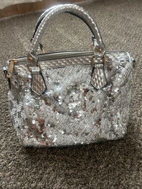 Source Unknown Silver Sequin Top-Handle Satchel